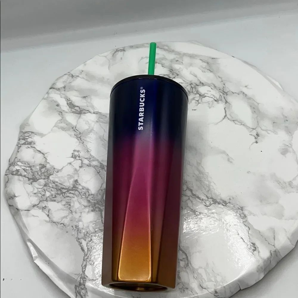 STARBUCKS 2022 Purple Pink Orange Ombre Stainless Steel 24 Oz Venti Cold Cup